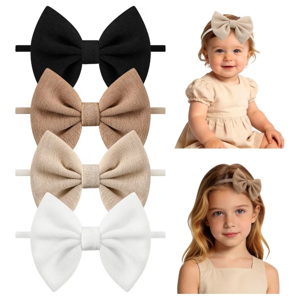 4 Pcs Soft Baby Bow Headbands